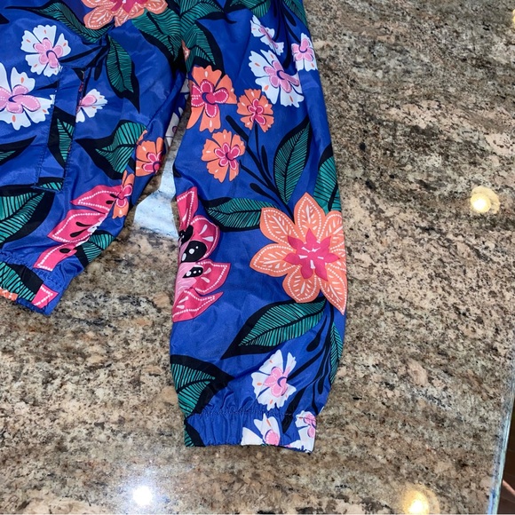 Gymboree Size Large (10-12) Blue Zip-Up Windbreaker with Pink, Peach Flowers - Picture 14 of 14